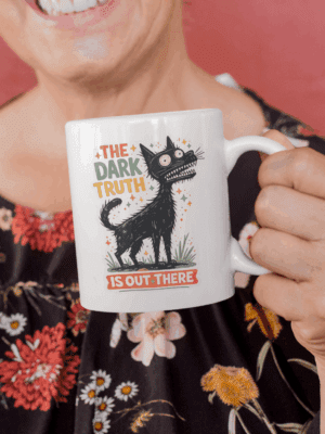 The Dark Truth Is Out There Spooky Cat Mug – Gothic Coffee Cup