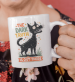 The Dark Truth Is Out There Spooky Cat Mug – Gothic Coffee Cup