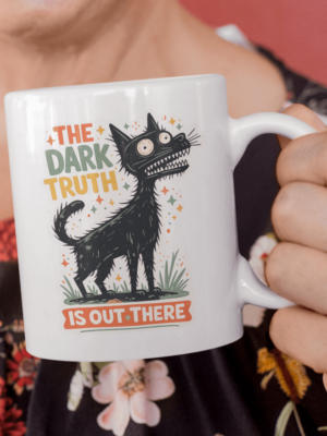 The Dark Truth Is Out There Spooky Cat Mug – Gothic Coffee Cup