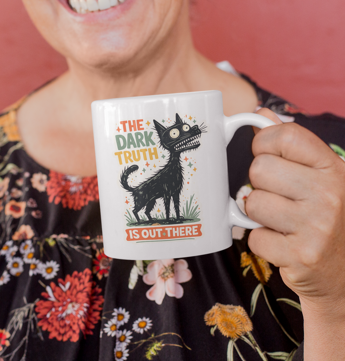 The Dark Truth Is Out There Spooky Cat Mug – Gothic Coffee Cup