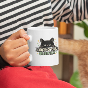 Judging You Silently Black Cat Mug – Funny Sarcastic Cup