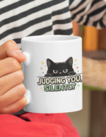 Judging You Silently Black Cat Mug – Funny Sarcastic Cup