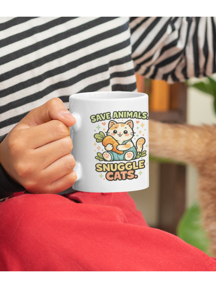 Save Animals Snuggle Cats Cute Mug – Animal Lover Coffee Cup