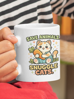 Save Animals Snuggle Cats Cute Mug – Animal Lover Coffee Cup
