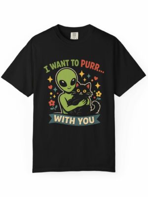 Cute Alien and Shadow Cat Graphic Tee