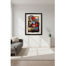 Modern Cubist Woman Wall Art Print – Abstract Geometric Portrait, Bold Color Block Illustration, Contemporary Statement Decor