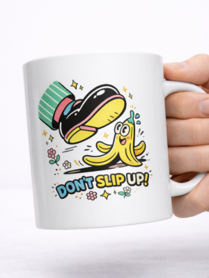 Don’t Slip Up Mug – Funny Banana Cartoon Design