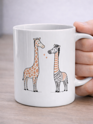 Giraffe & Zebra Duo – Safari Friends Mug