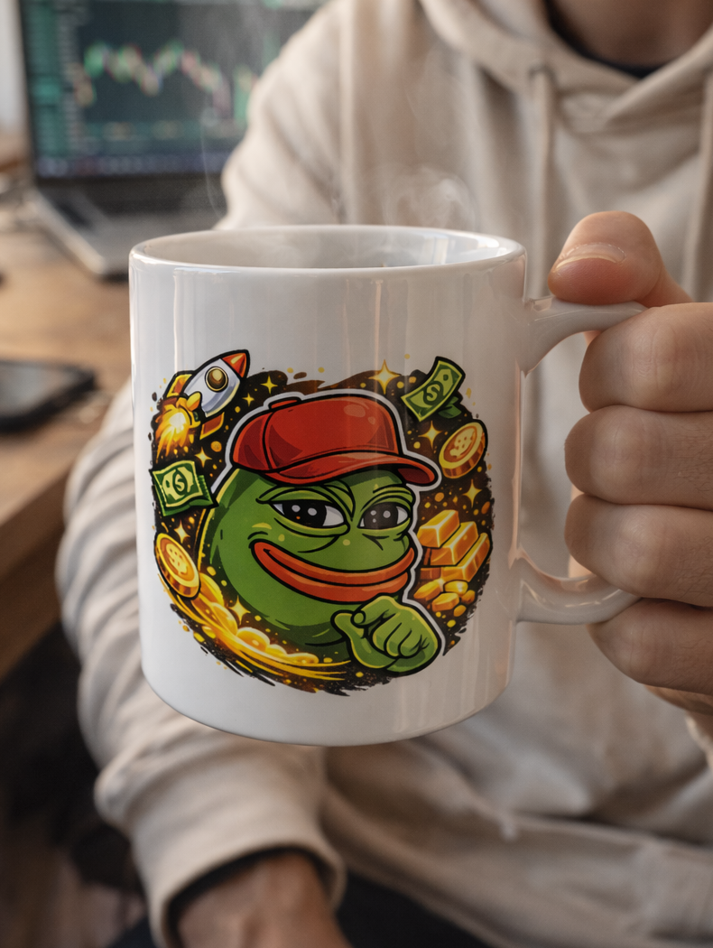Pepe Crypto Millionaire Mug – Meme Coin Coffee Cup for Degens