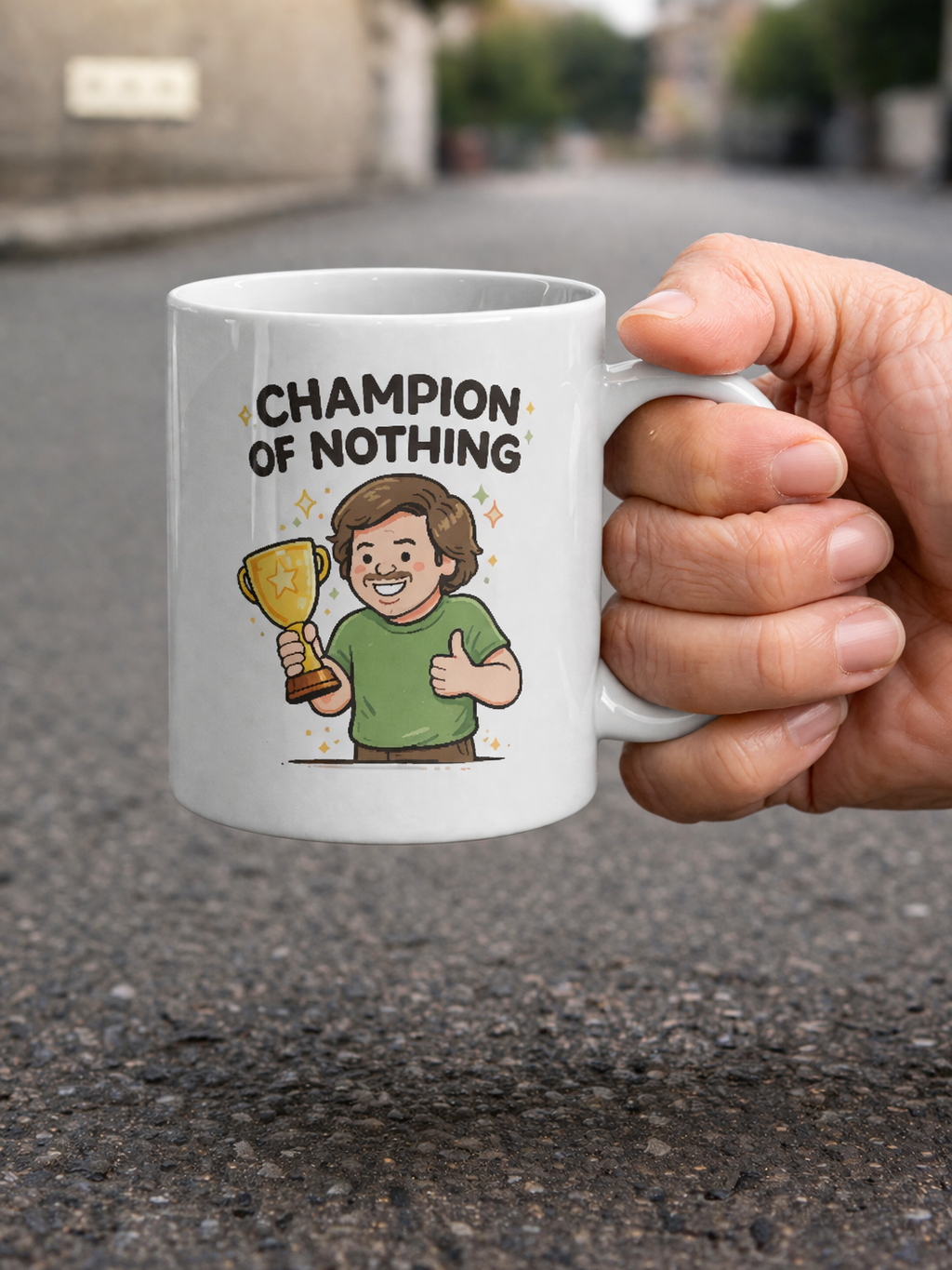 Champion of Nothing – Trophy Humor Mug