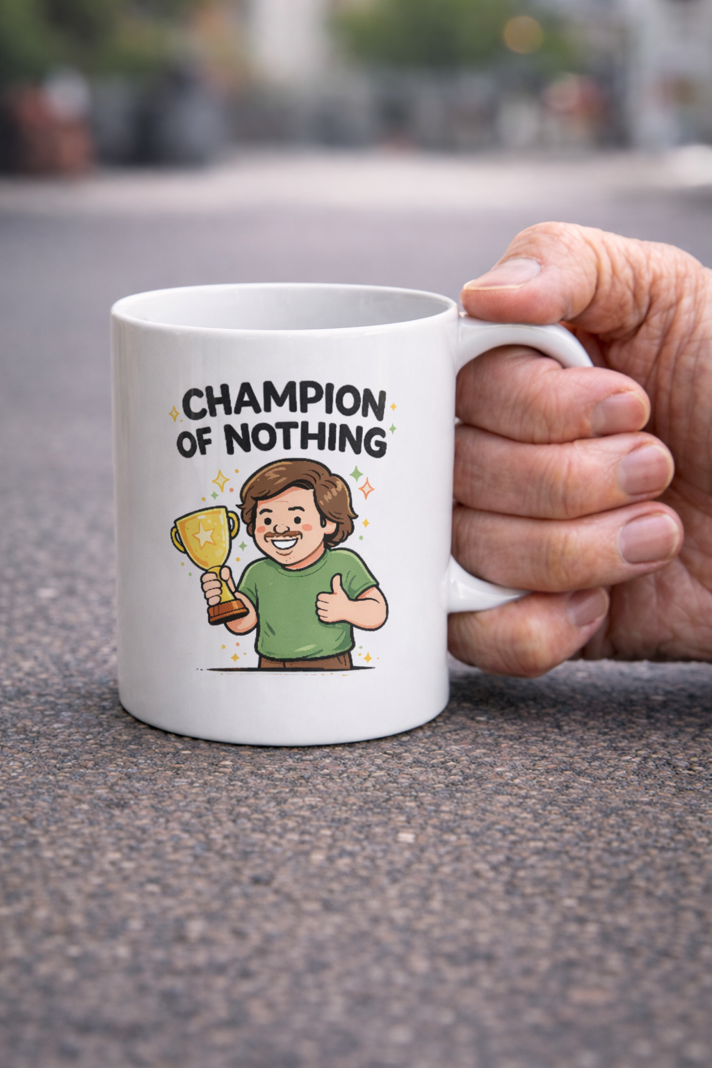 Champion of Nothing – Trophy Humor Mug - Image 4