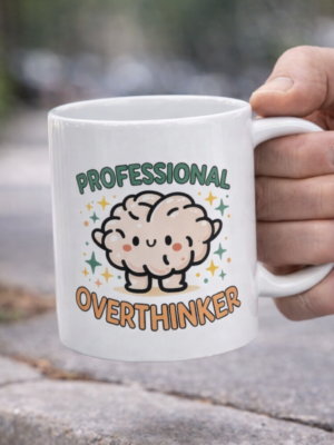 Professional Overthinker Funny Brain Mug – Office Humor Cup