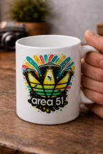 Area 51 Mug – UFO Abduction Neon Design
