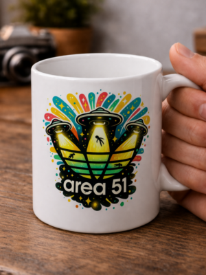 Area 51 Mug – UFO Abduction Neon Design
