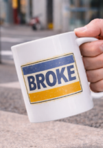 Broke Minimalist Mug – Vintage Blue Stripe Design