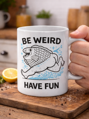 Be Weird Have Fun Funny Fish Body Mug