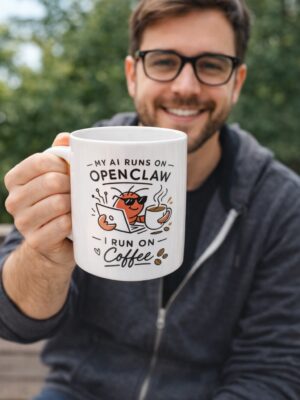 My AI Runs on OpenClaw – I Run on Coffee | Funny Tech Crab Mug