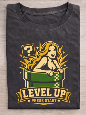 Retro Gamer Girl Pipe Art Retro Style Unisex Graphic Tee