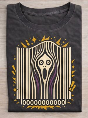 Screaming Barcode Horror Dark Humor Gift Unisex Graphic Tee