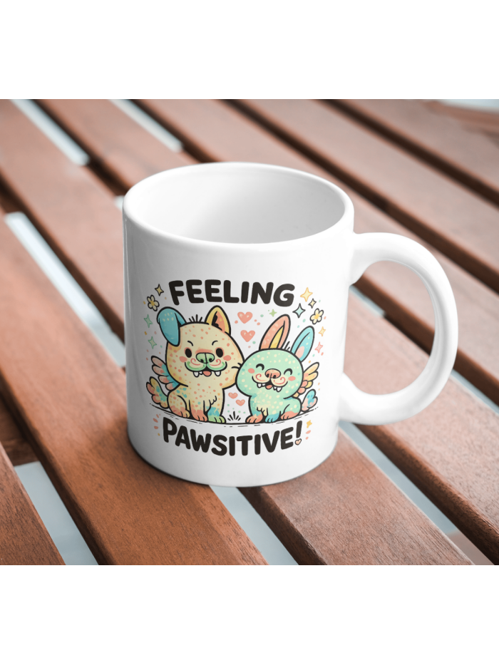 Feeling Pawsitive – Cute Cat Friends Mug