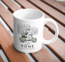 Rome Scooter Adventure Mug – Vintage Vespa & Dog Travel Design