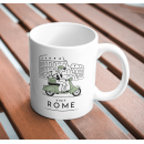 Rome Scooter Adventure Mug – Vintage Vespa & Dog Travel Design