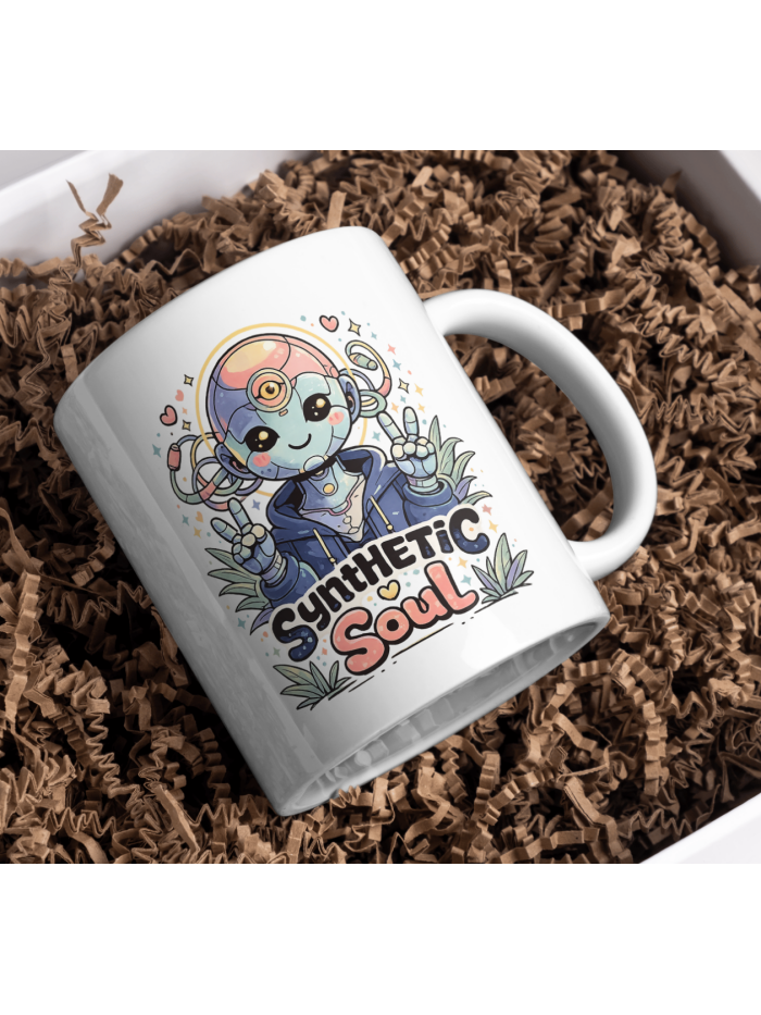 Synthetic Soul – Cute Cyberpunk Robot Mug