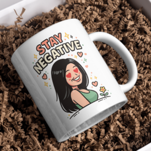 Stay Negative Mug – Heart Eyes Girl Sarcastic Positive Vibes Twist Cup