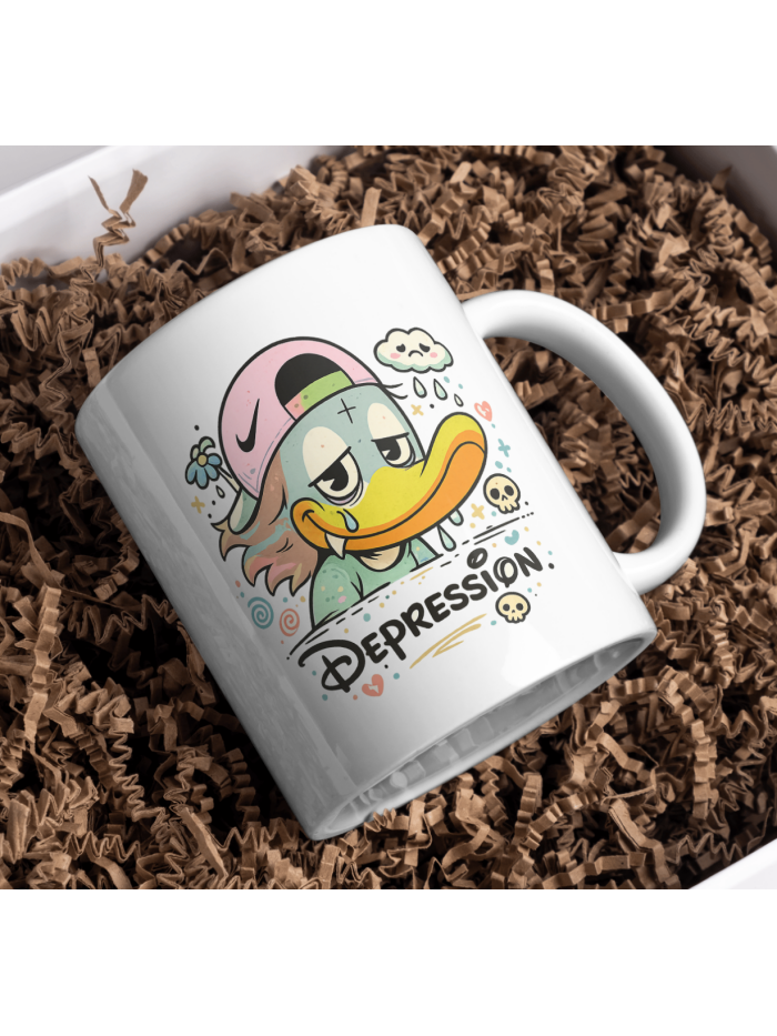 Depression Duck – Cute Dark Humor Coffee Mug