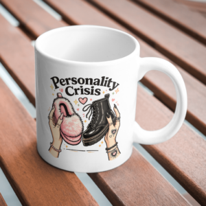 Personality Crisis – Cute Slippers vs Boots Mug