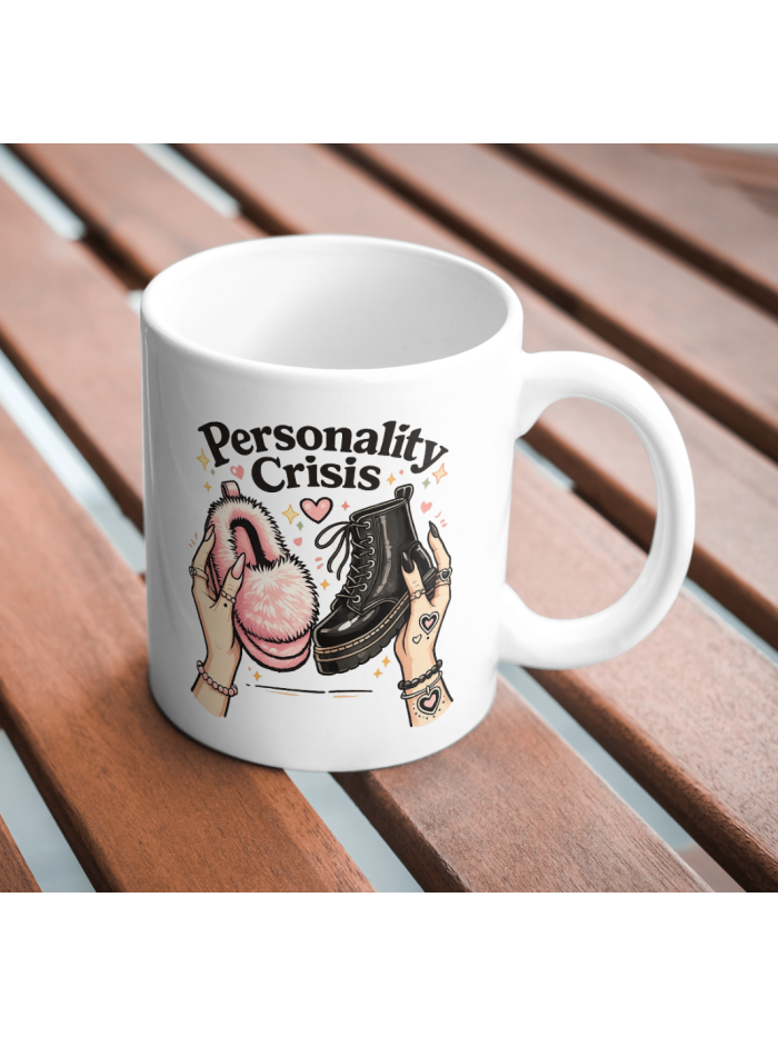 Personality Crisis – Cute Slippers vs Boots Mug