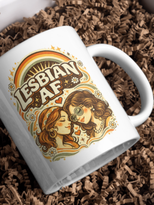 Lesbian AF Retro Pride Mug – Bold LGBTQ Statement Cup