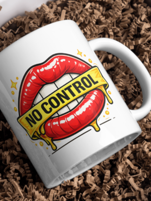 No Control Lips Mug – Bold Pop Art Coffee Mug