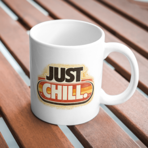Just Chill Retro Sunset Mug – Relax Vibes Coffee Cup