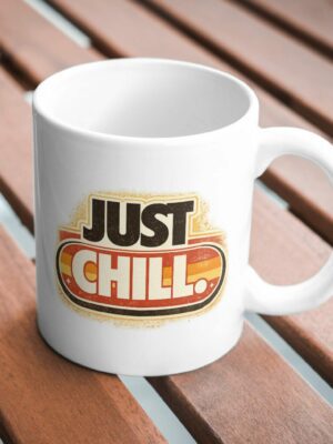 Just Chill Retro Sunset Mug – Relax Vibes Coffee Cup
