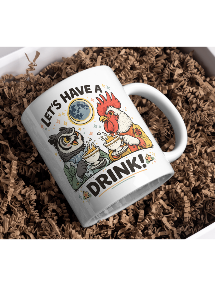 Let’s Have a Drink – Owl & Rooster Mug