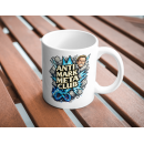 Anti Mark Meta Club Mug – Bold Social Media Satire Coffee Cup, Blue Explosive Graphic Ceramic Statement