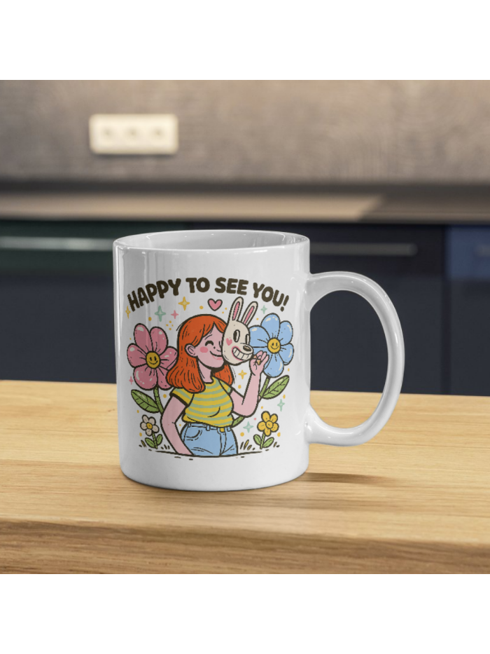 Happy To See You – Hidden Smile Art Mug