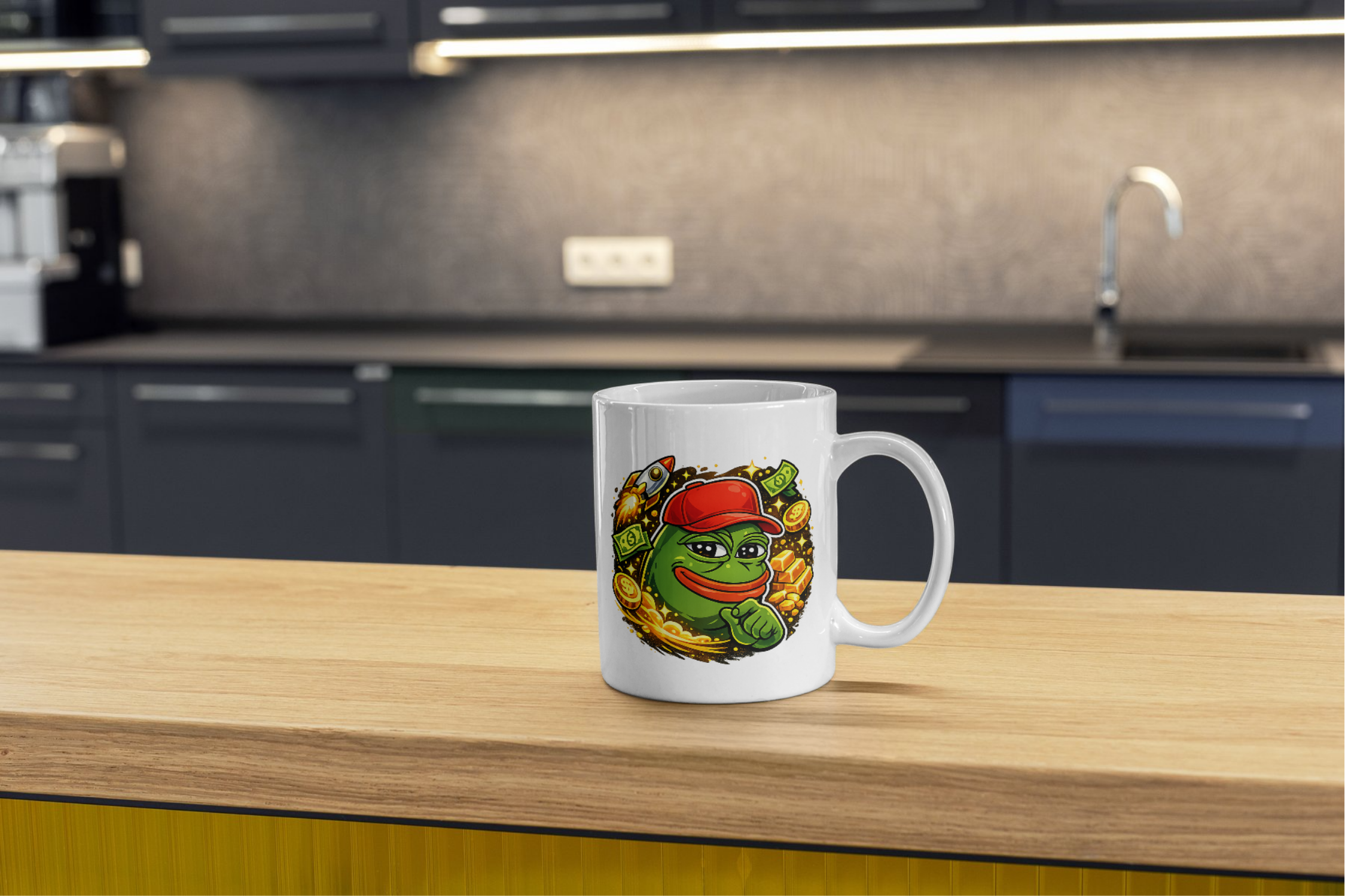 Pepe Crypto Millionaire Mug – Meme Coin Coffee Cup for Degens - Image 3