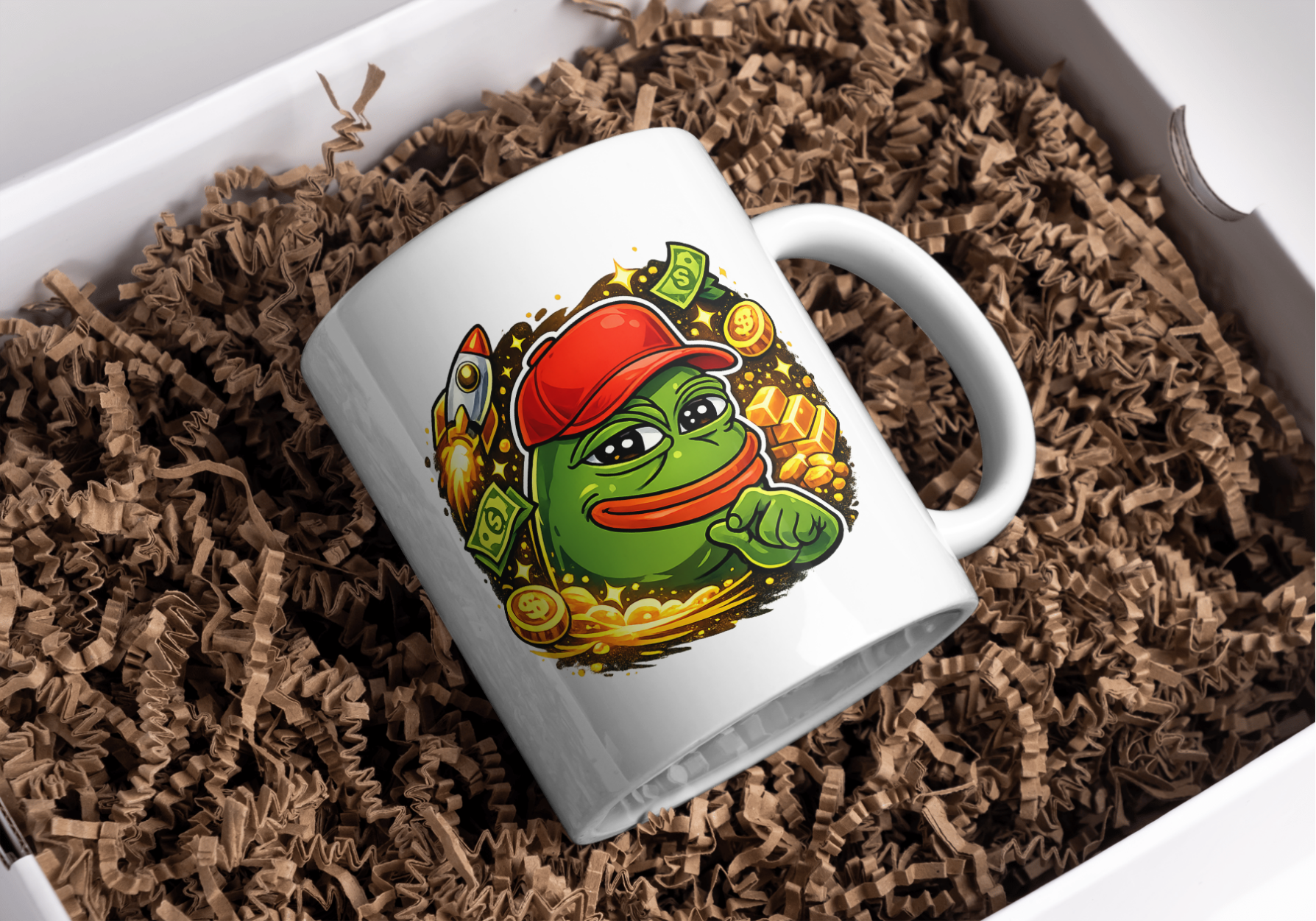 Pepe Crypto Millionaire Mug – Meme Coin Coffee Cup for Degens
