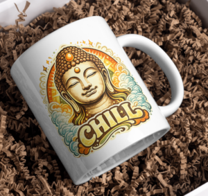 Chill Buddha Mug – Zen Coffee & Tea Cup
