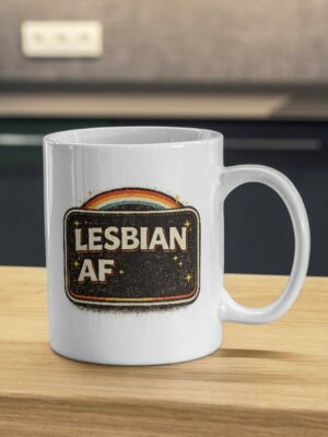 Lesbian AF Retro Pride Mug – Bold LGBTQ Statement Cup