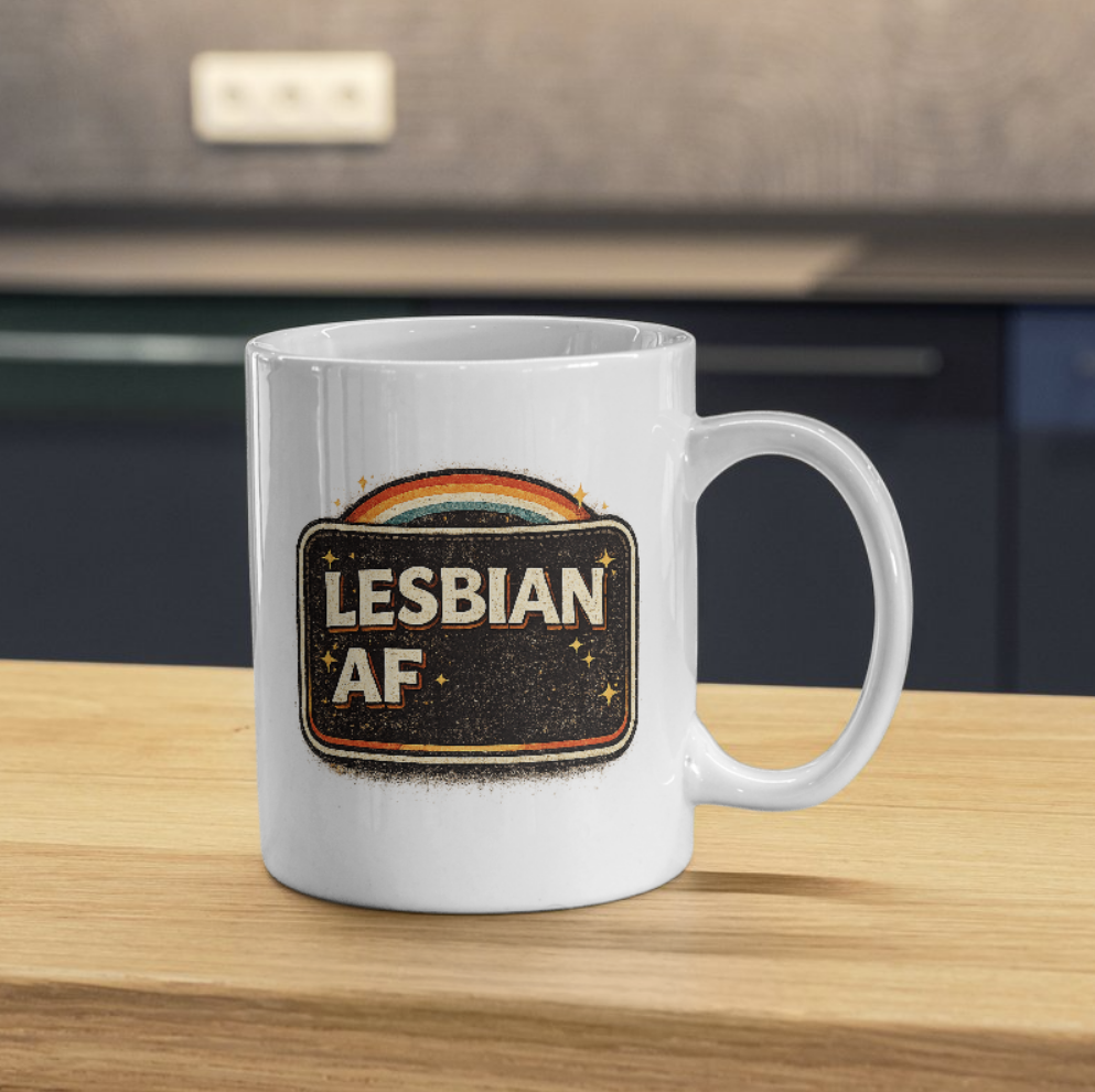 Lesbian AF Retro Pride Mug – Bold LGBTQ Statement Cup