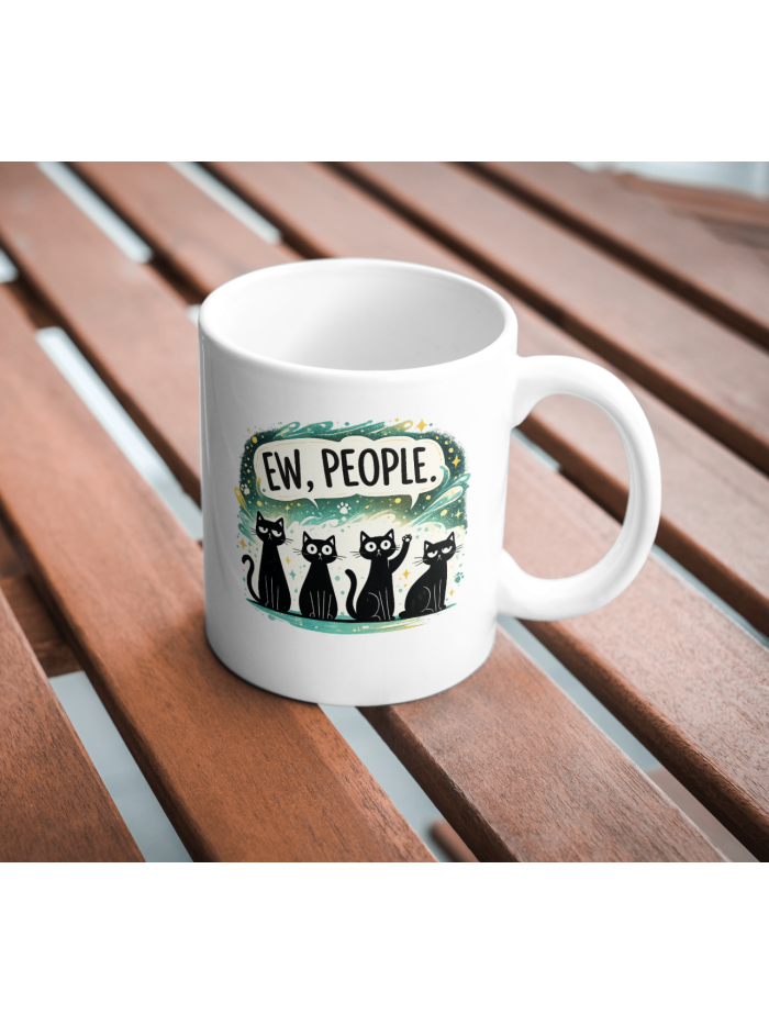 Ew, People Cat Mug – Introvert Humor Coffee Cup