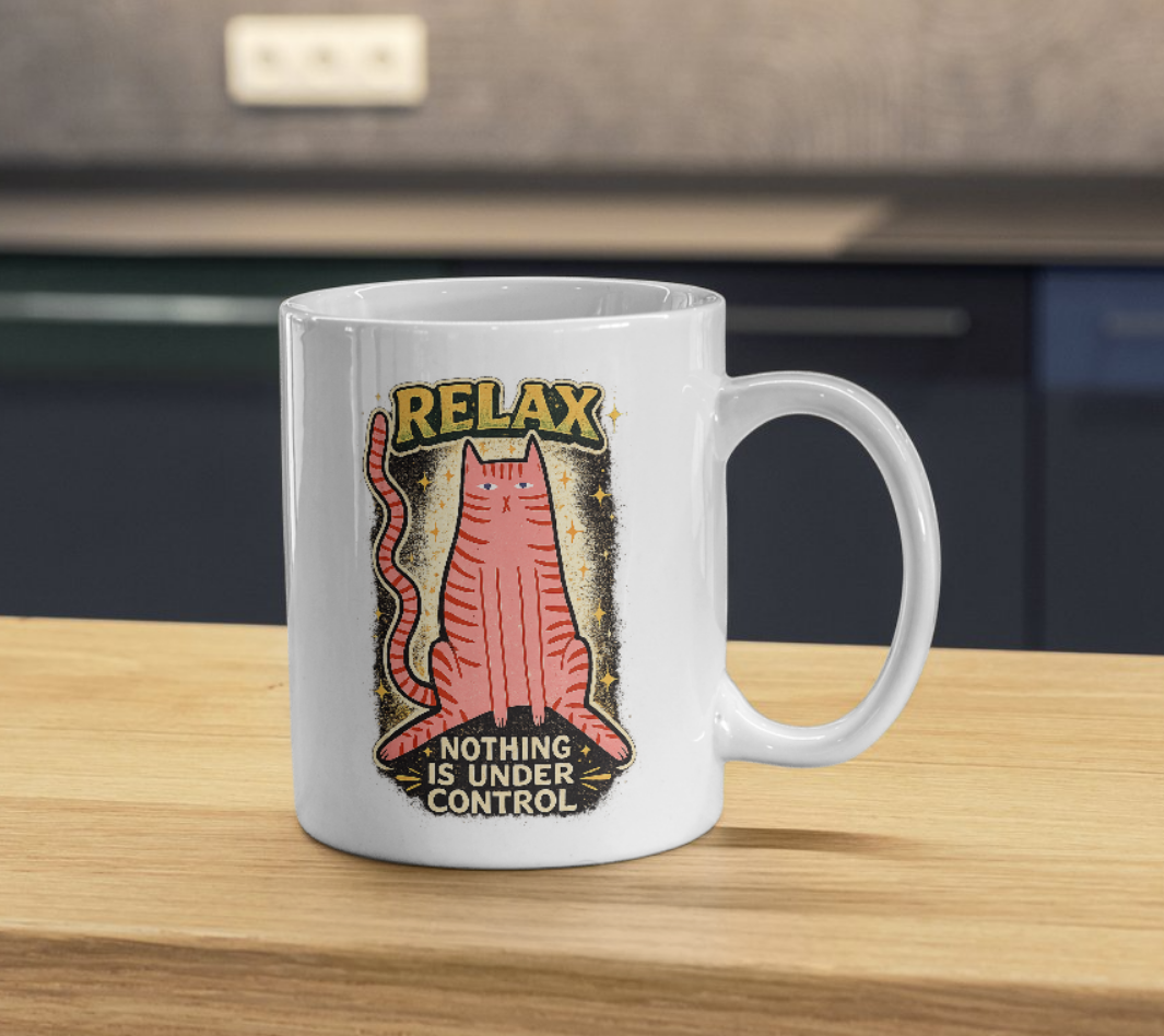 Relax Nothing Is Under Control Cat Mug – Funny Pink Kitty Cup