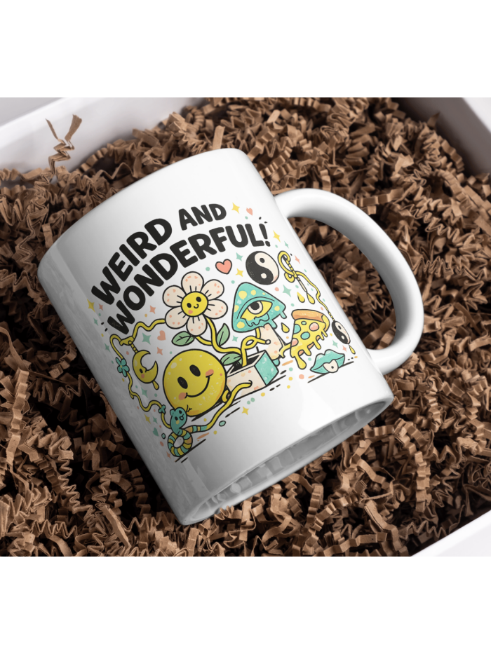 Weird and Wonderful Mug – Retro Pop Surreal Art