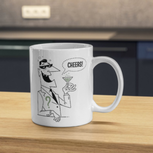 Cheers Mystery Mug – Noir Masked Character Cocktail Design