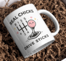 Real Chicks Drive Sticks Mug – Pink Manual Gear Coffee Cup