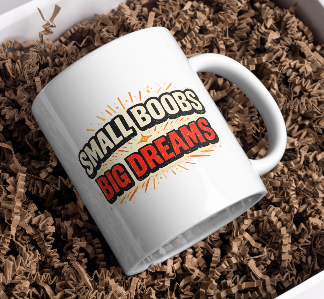 Small Boobs Big Dreams Bold Typography Mug