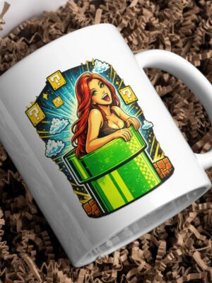 Retro Gamer Girl Pipe Pop Art Mug